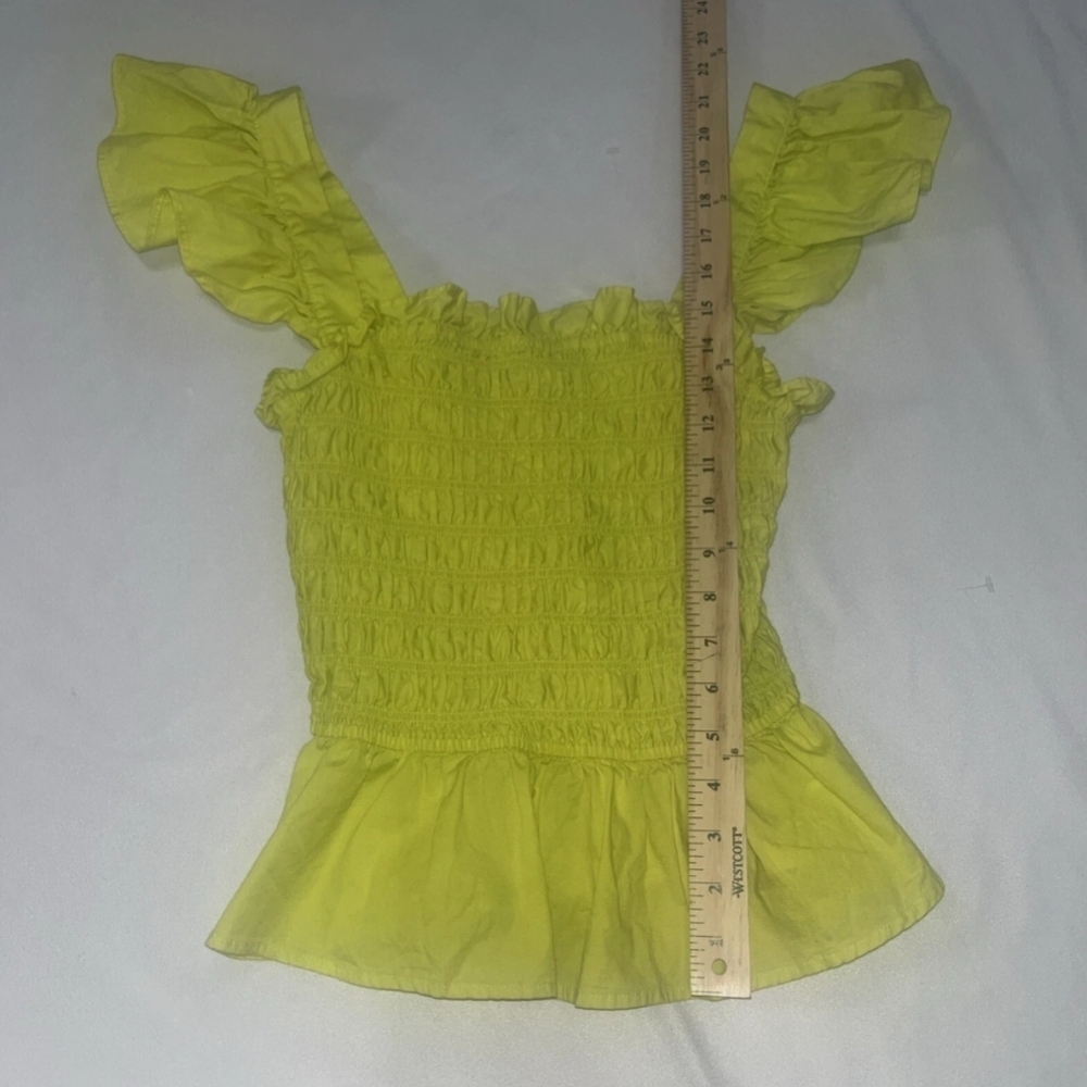 Meraki Neon Yellow Ruffle Sleeve Top - Picture 6 of 12